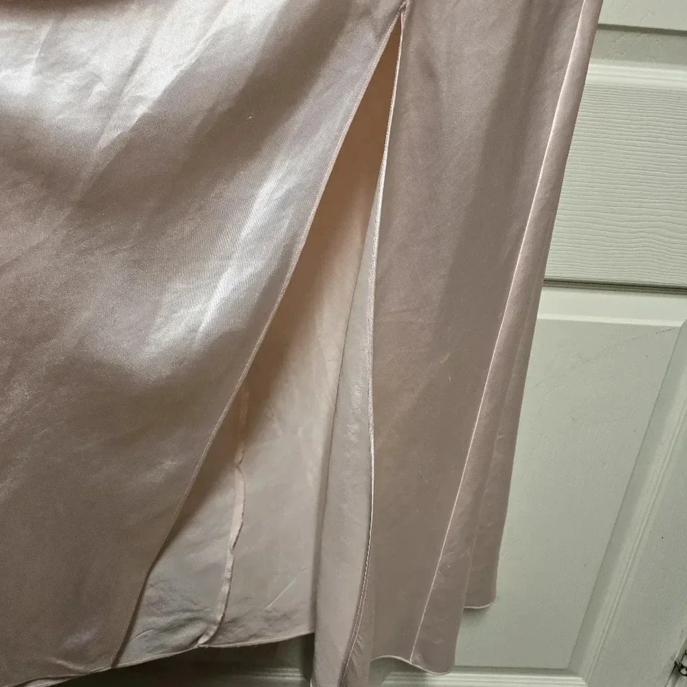 Vintage 90’s Victoria's Secret Blush Satin n Lace Front Split Ankle Gown Sz Med - Picture 10 of 17